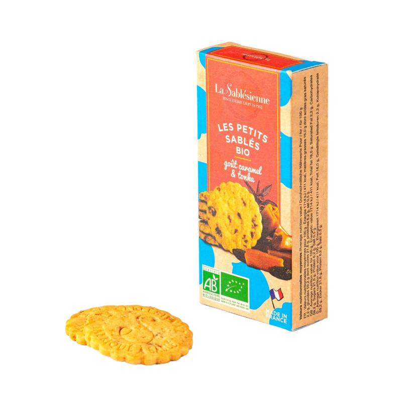 Organic cookies with caramel chips and tonka beans - 37g mini box