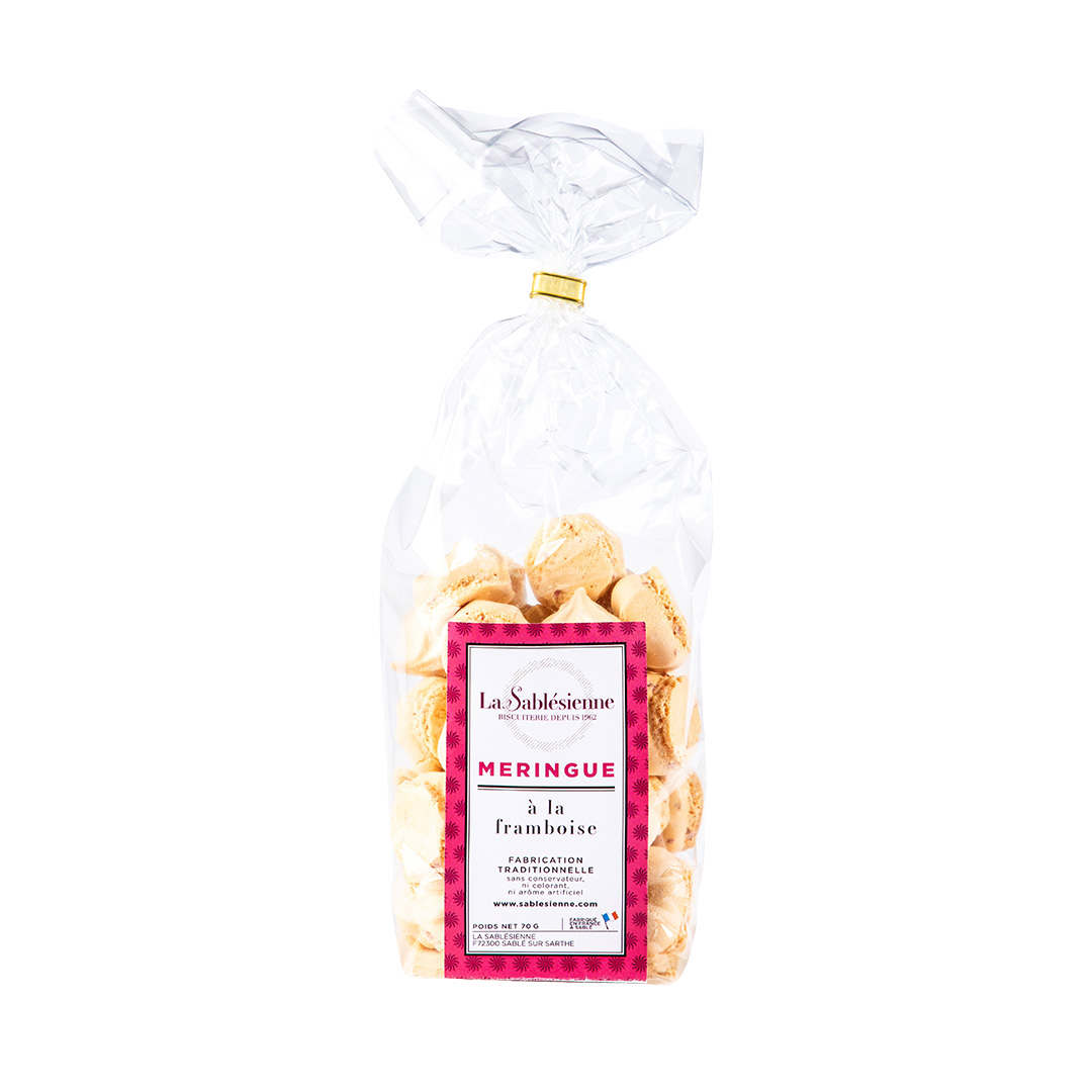 Meringues aux pépites de framboise - sachet 70g